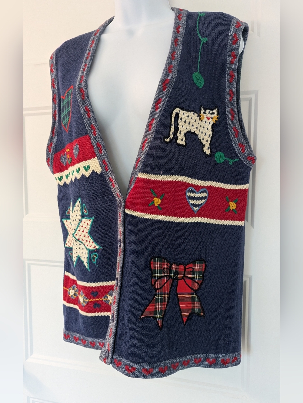 Vintage Koret Christmas Sweater Vest Small Ramie Cotton Holiday Novelty Knit - Picture 8 of 9